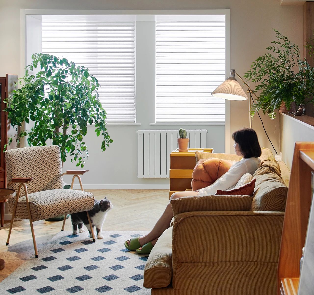 73㎡复古风，缩小厨房与次卧空间，Get6米大长厅，小猫也能尽情跑酷！